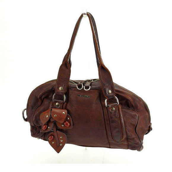 Miu Miu Handbags - Miu Miu Bag Shoulder Bag Stones Studs Brown
